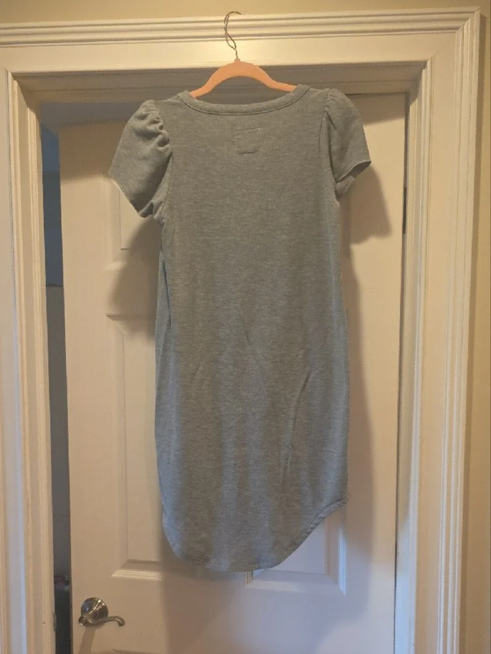 Casual Puff Sleeve Dress in Heather Gray
